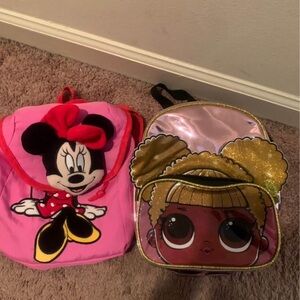Minnie Mouse & queen bee from LOL dollhouse back pack